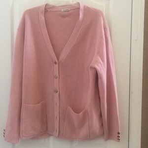 Pink Wool Blend Cardigan Sweater